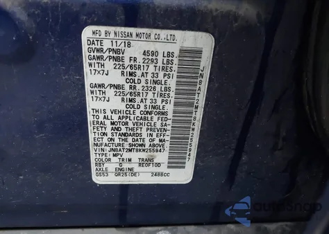 2019 Nissan Rogue Sv from USA, damaged, VIN JN8AT2MT8KW255947